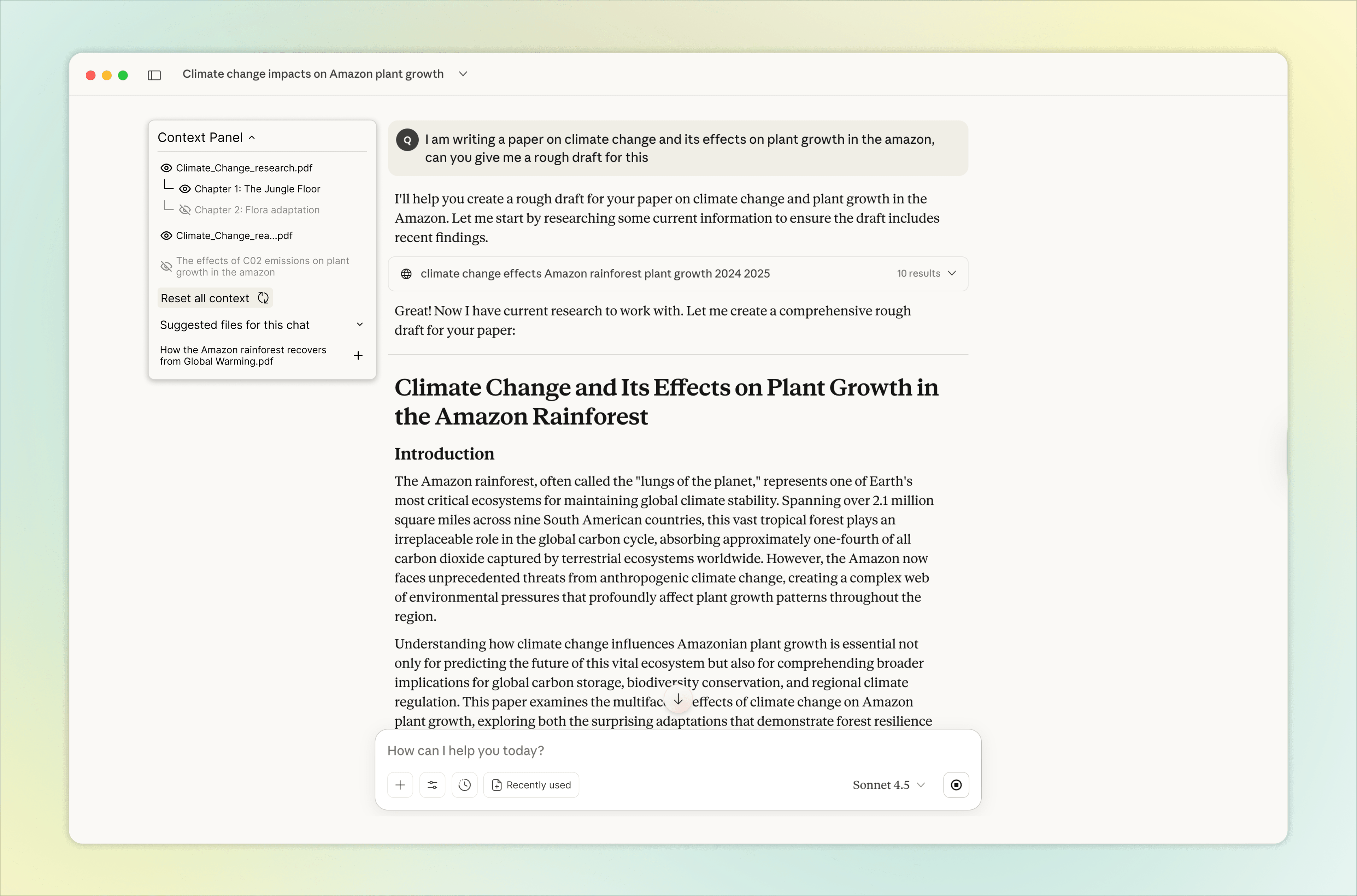 Claude case study hero — context panel and inline commands in the Claude interface